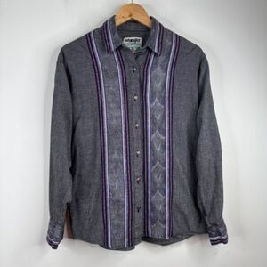 VTG Wrangler Button Down Shirt Women XL Purple Aztec Western Southwestern Corset